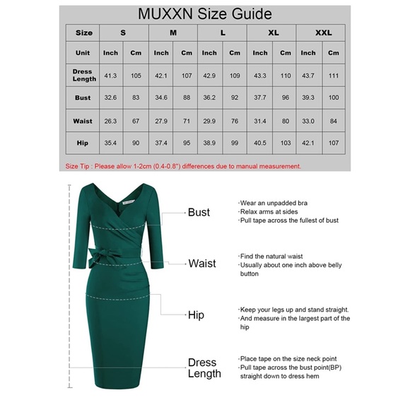 Women's Green Faux Wrap V Neck 3/4 Sleeve ruched Work Belted knee length dress - Picture 6 of 9